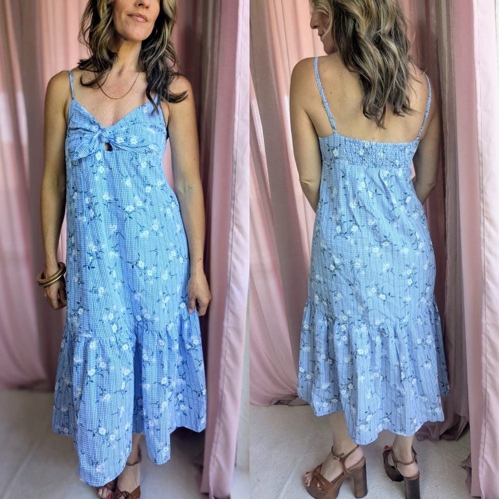 Blue Floral Midi Dress